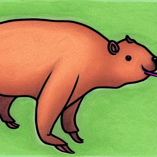 Image similar to Drawing of a capybara spitting fire. Digital Art. High Quality. High Fidelity.