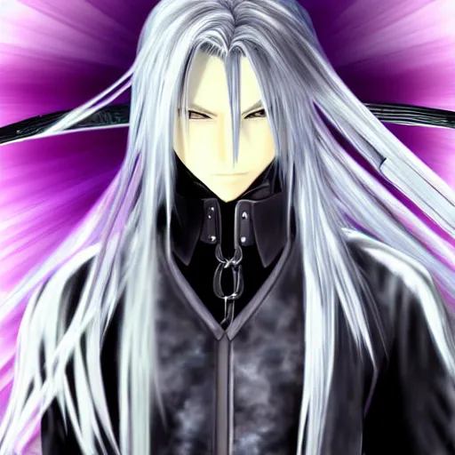 Image similar to Sephiroth from Final Fantasy, anime style