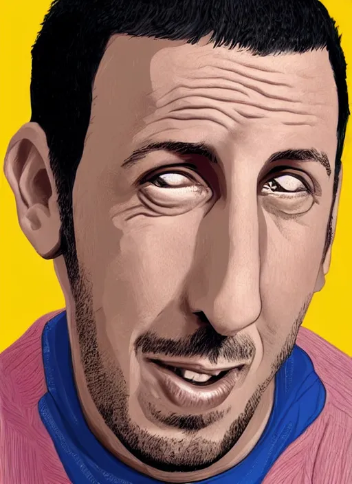 Image similar to a digital portrait of adam sandler in the style of jake kontou