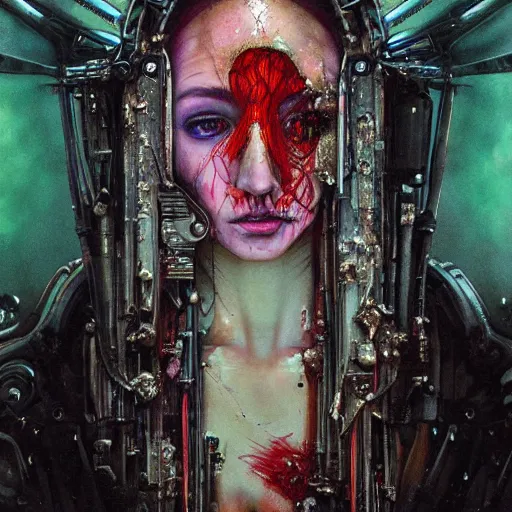 Image similar to portrait of virgin mary, cameras, melting ,8k,by tristan eaton,Stanley Artgermm,Tom Bagshaw,Greg Rutkowski,Carne Griffiths, Ayami Kojima, Beksinski, Giger,trending on DeviantArt,face enhance,hyper detailed,minimalist,cybernetic, android, blade runner,full of colour