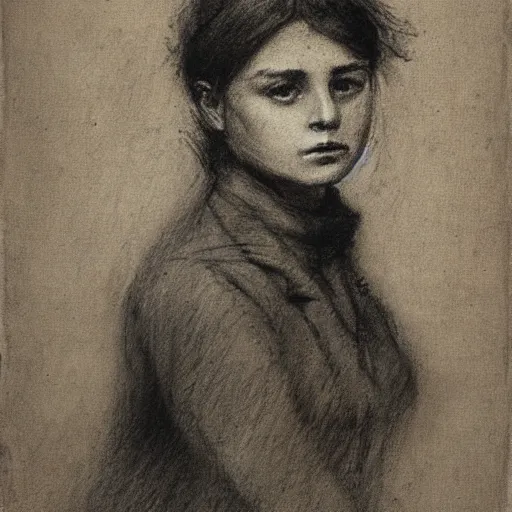 Prompt: a young woman detective by alfred stevens, charcoal