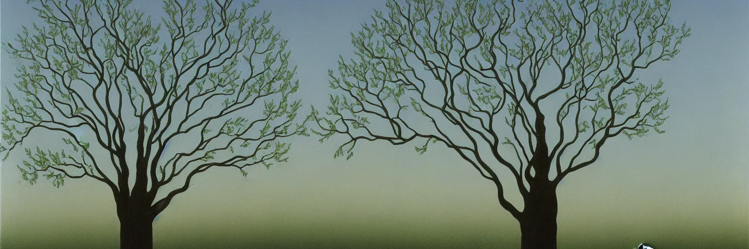 Prompt: willow tree painting magritte