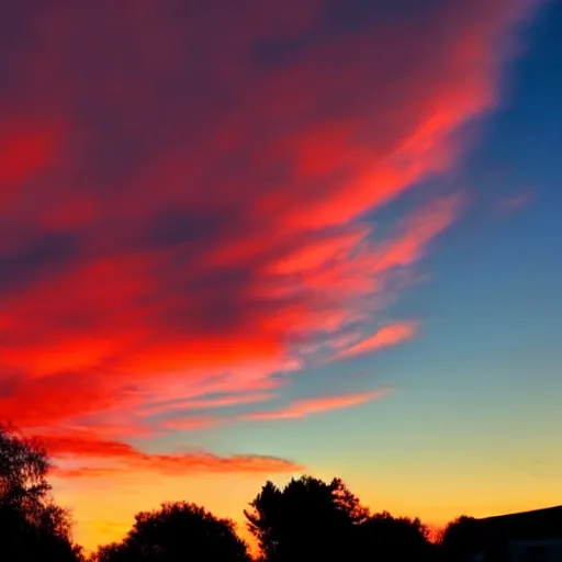 Image similar to sunset clouds looking like screaming chucky doll