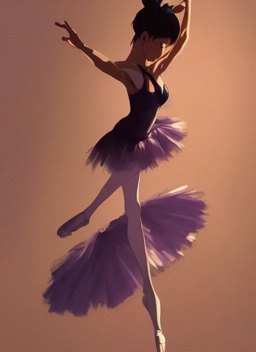 Image similar to ballerina, artwork made by makoto shinkai, inspired in hirohiko araki, clean details, light color palette, anatomically proportional, hd