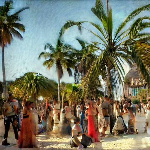 Image similar to a ultradetailed beautiful photo of hundreds of people in the amazonas palace designed by jules bastien - lepage, hans belmer, frank weston and gustave baumann, beach, trending on artstation, mediterranean, palm trees, light sparkles, sharp focus, soft light, 8 k 4 k