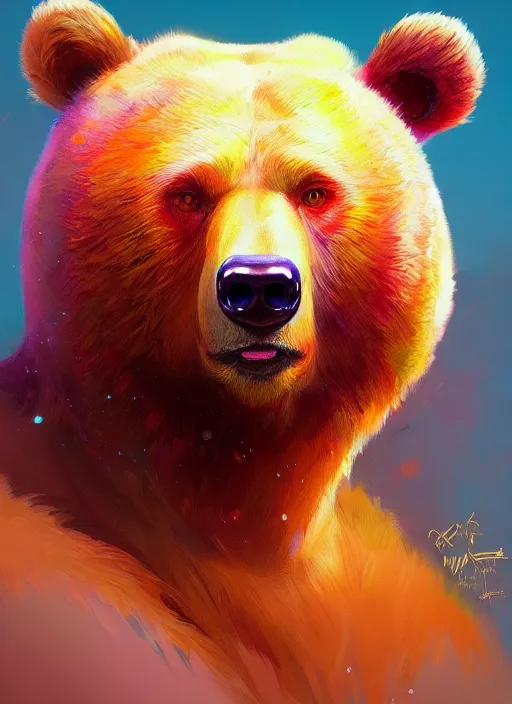 Prompt: portrait of anthropomorphic bear, colorful, highly detailed, digital painting, artstation, concept art, smooth, sharp focus, illustration, art by artgerm and greg rutkowski and alphonse mucha