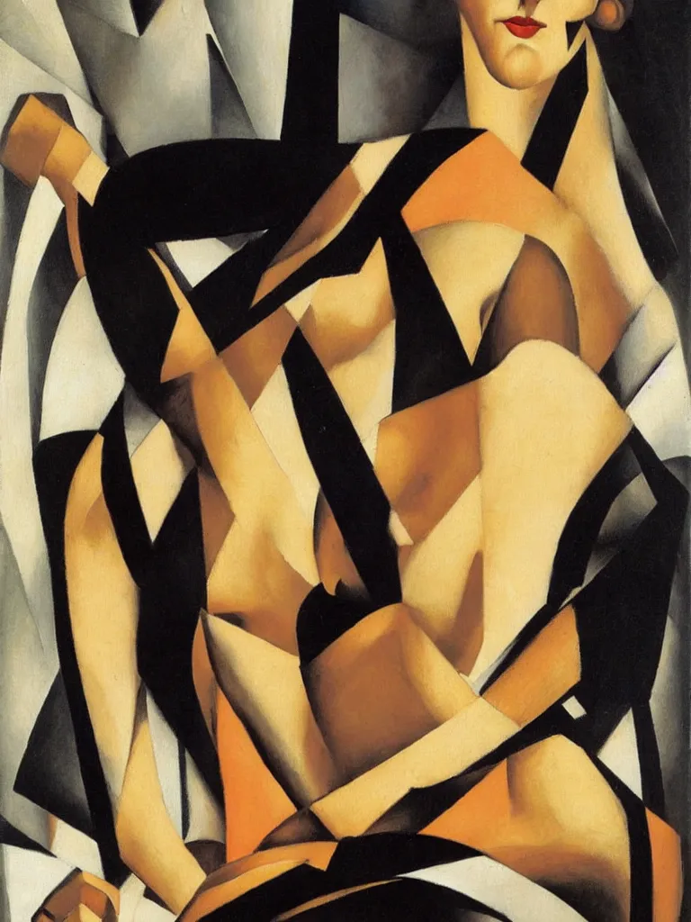 Image similar to artist tamara de lempicka a portrait of a clothed female,