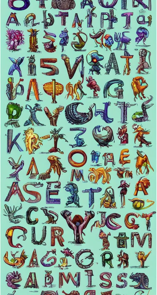 Prompt: high quality image of alien alphabet