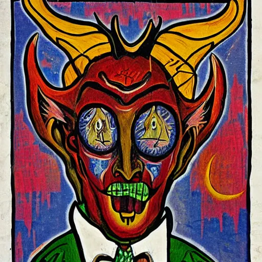 Image similar to devil folk art by r. a. miller