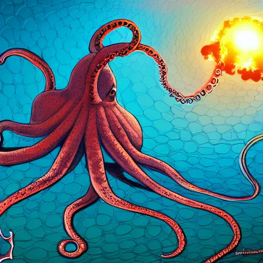 Image similar to octopus taking over the planet, earth cataclysm, digital painting, deviant art, complex details