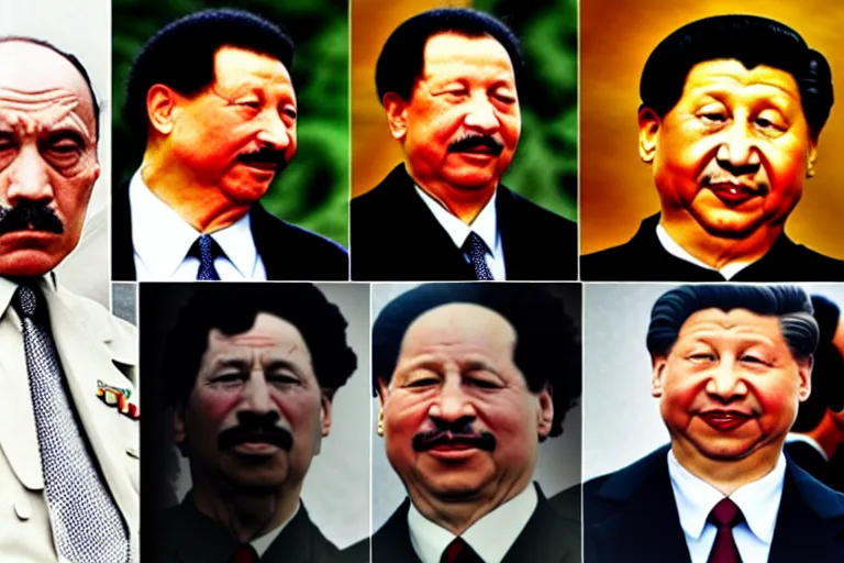 Prompt: hitler, gaddafi, and xi jinping playing each other like a dogs by carlos botelho