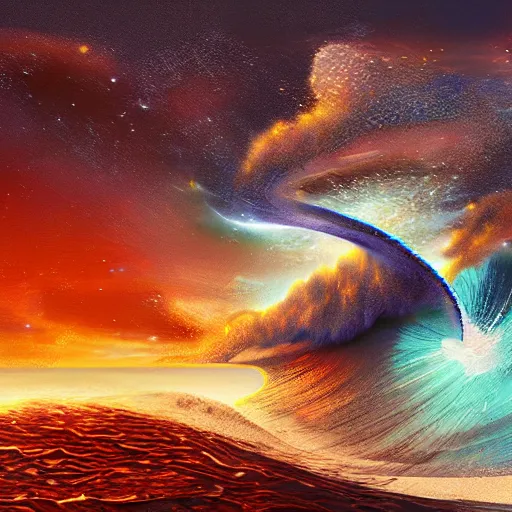 Prompt: space wave surfer, digital art, trending on, matte painting