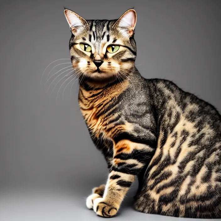 Image similar to full length photo of a cat with mear themed armour, highly detailed, 4 k, hdr, smooth, sharp focus, high resolution, award - winning photo