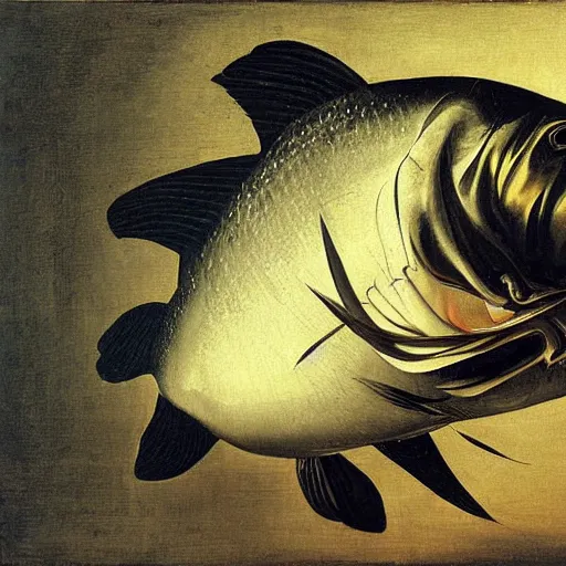 Image similar to painting of a big fish, by Caravaggio