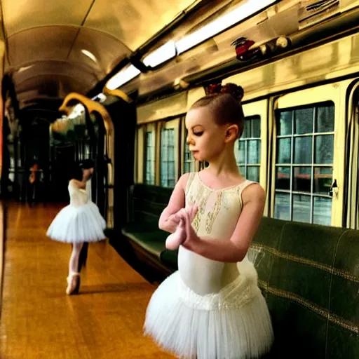 Prompt: ballerina on a train