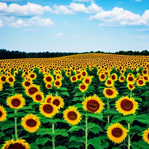 Prompt: sunflower field blooming