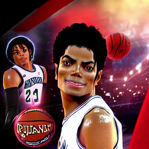 Prompt: michael jackson in nba 2 k 2 2