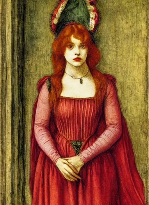 Prompt: portrait of young woman in renaissance dress and renaissance headdress, art by dante gabriel rossetti