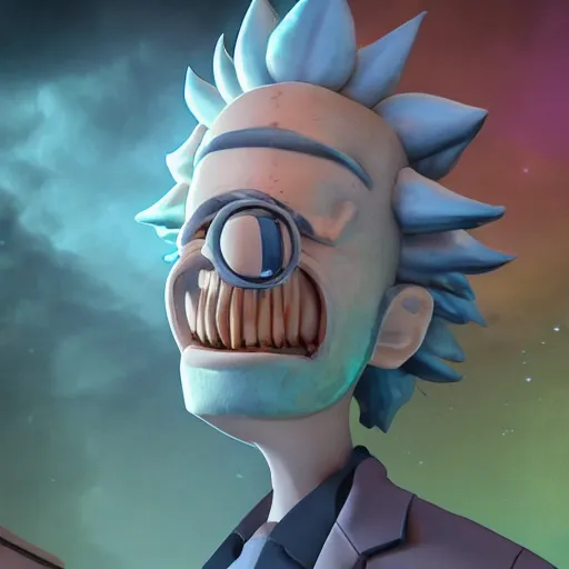 Image similar to full body pose, hyperrealistic photograph of rick sanchez from rick and morty, dim volumetric lighting, 8 k, octane beautifully detailed render, extremely hyper detailed, intricate, epic composition, cinematic lighting, masterpiece, trending on artstation, very very detailed, stunning, hdr, smooth, sharp focus, high resolution, award, winning photo, dslr, 5 0 mm