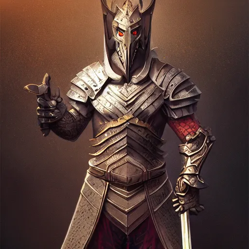 Image similar to portait of a dragon man knight holding sword, digital art, digital painting, masterpiece, elegant, hyper realistic, award winning, 8 k, behance, artstation, unreal engine 5, octane render, masterpiece, sharp focus, intricate, ornate