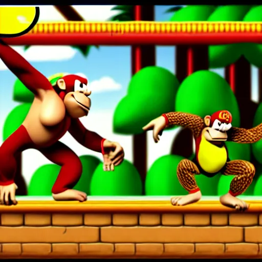 Prompt: Donkey Kong slips on a banana, Nintendo Power in-game screenshot