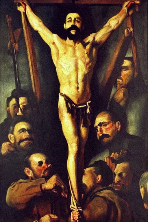 Image similar to “ the painting ‘ stalin crucified ’ by diego velazquez ”