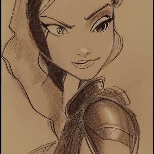 Image similar to milt kahl sketch of victoria justice as princess padme from star wars episode 3