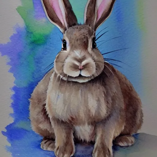 Image similar to water color painting of a bunny