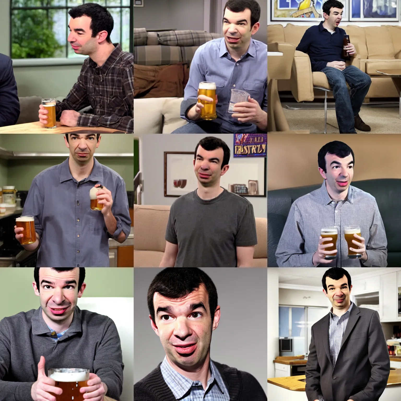 Prompt: nathan fielder feeling like a mother effin beer