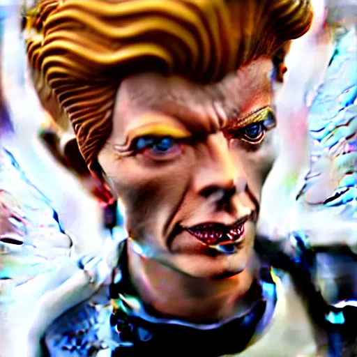Image similar to a porcelain figurine of david bowie, product shot