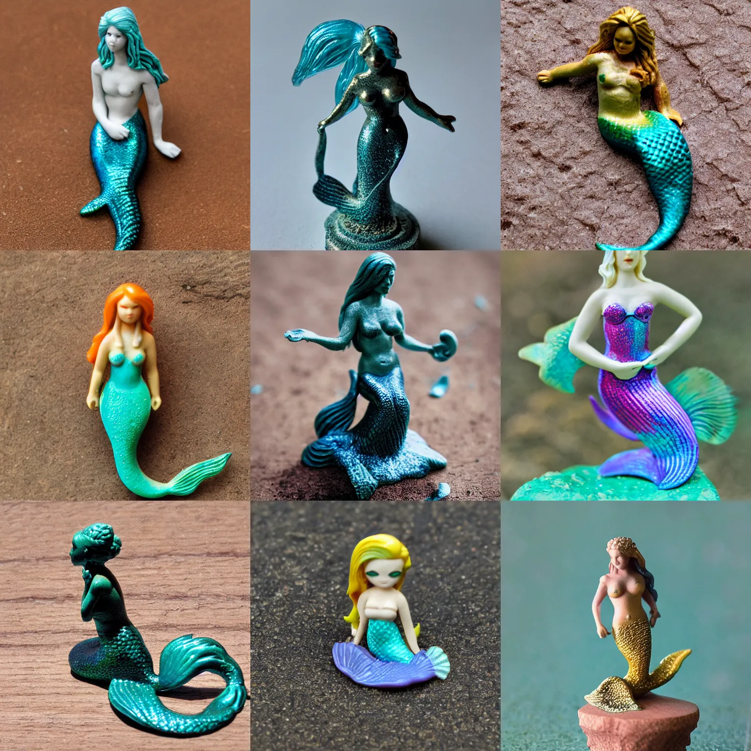 Prompt: mermaid mini figure, high detail photograph, 35mm