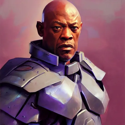 Image similar to greg manchess portrait painting of armored mace windu as overwatch character, medium shot, asymmetrical, profile picture, organic painting, sunny day, matte painting, bold shapes, hard edges, street art, trending on artstation, by huang guangjian and gil elvgren and sachin teng