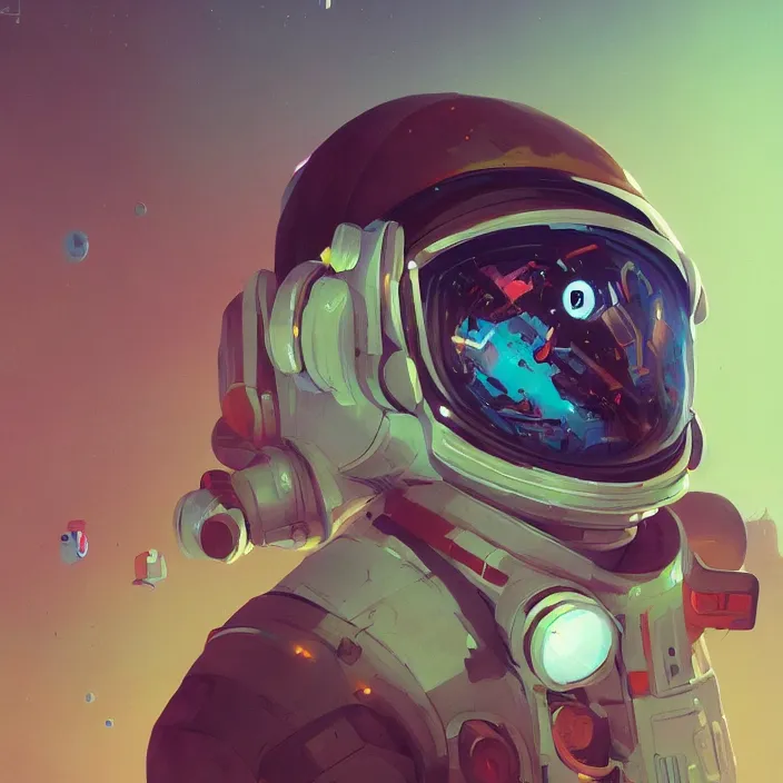 Prompt: a beautiful painting of a cyberpunk astronaut by sergey kolesov and sachin teng and pascal blanche. in style of digital art. colorful comic, symmetry, hyper detailed. octane render. trending on artstation