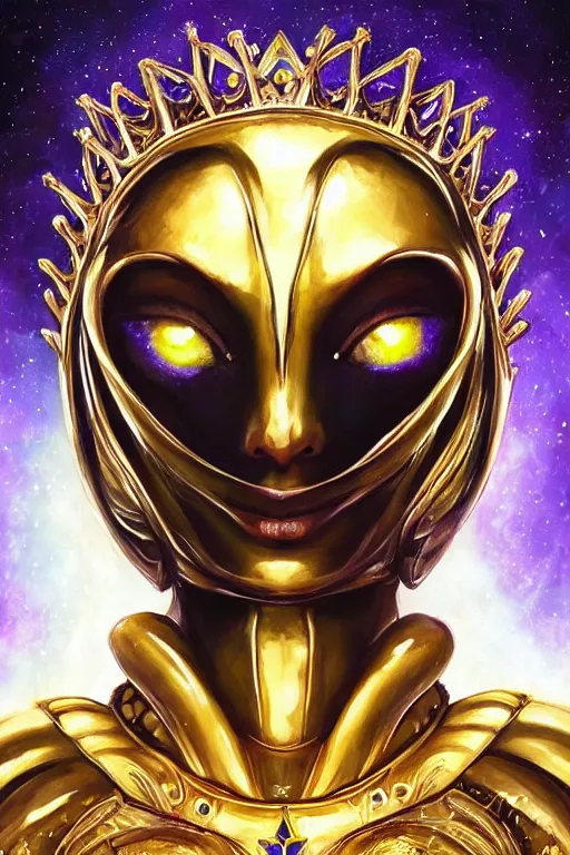 Prompt: Beautiful Alien queen, galaxy crown, stars, black hole, youthful appeal, artgerm, portrait, realistic photo by Yaşar VURDEM , ArtStation, disney colors, artstation, character concept art. symmetrical, epic composition, golden ratio, rule of thirds highly detailed, intricate, ,award winning artwork, trending on artstation, high quality printing, fine art with subtle redshift rendering