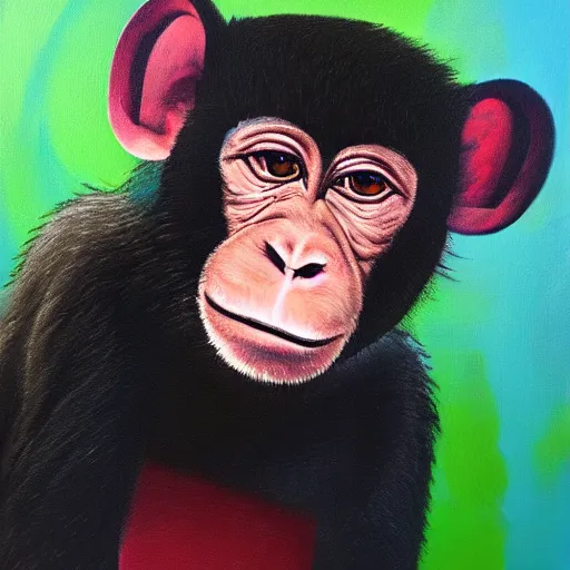 Image similar to Acrylic on canvas portrait of monkey