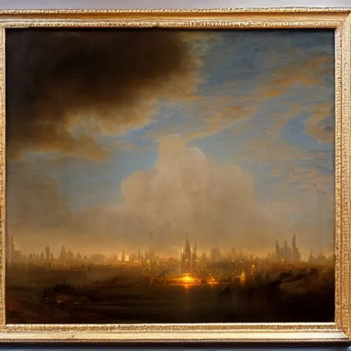Image similar to a city in the clouds painted by john martin