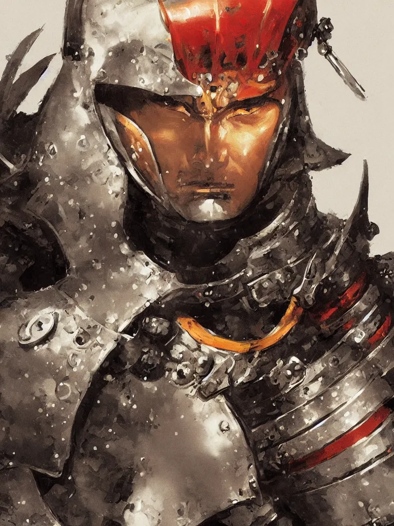 Image similar to close up of a samurai in full armor, by fiona staples, murata range, greg manchess