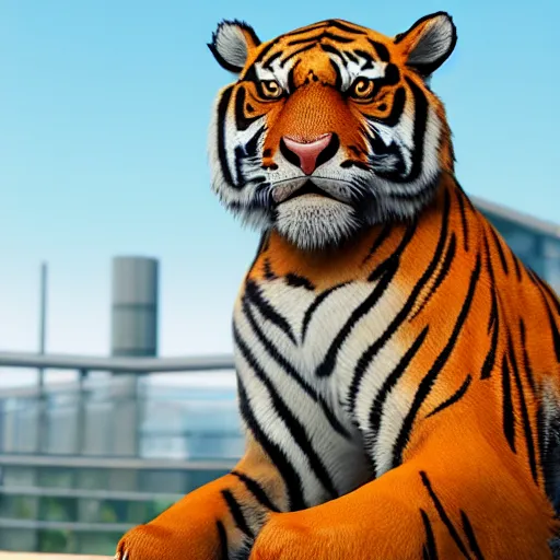 Prompt: portrait of a scientist man with a tiger head, ultra detail, ultra realistic, unreal engine 8 k