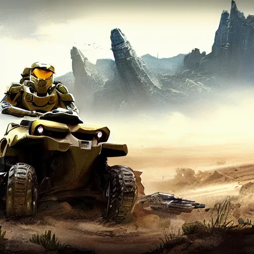 Prompt: concept picture of a atv vehicle designed for an upcoming halo game - n 2