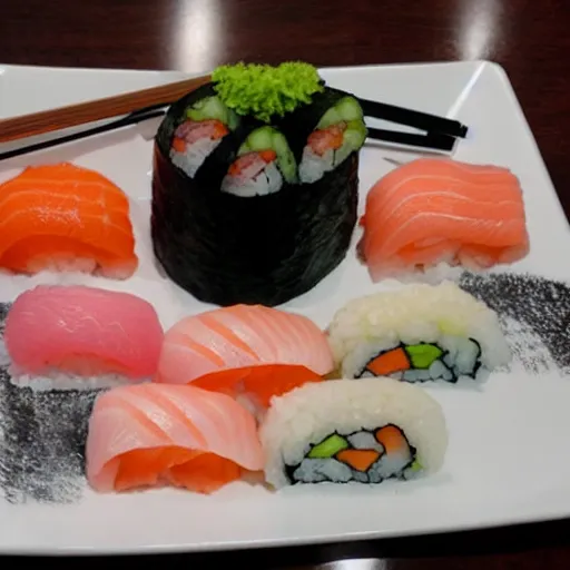 Image similar to a mountain of sushi