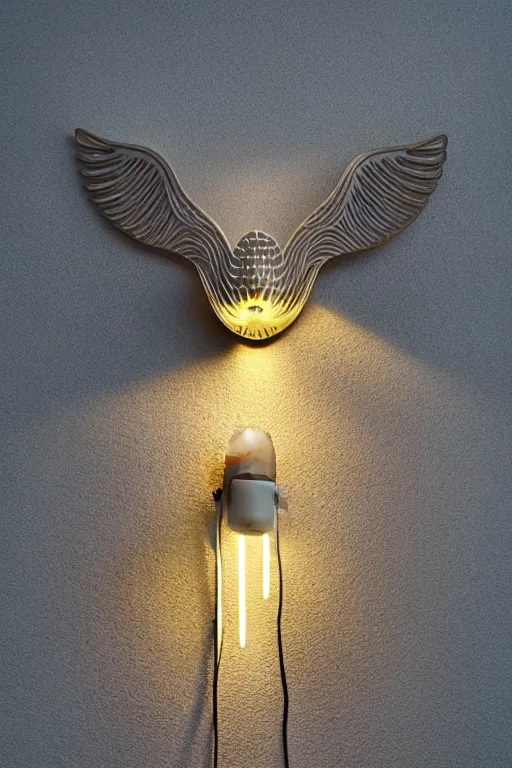 Image similar to goose animal led light head, intricate details. front on, symmetrical. industrial design. good design award, innovative product concepts, most respected design