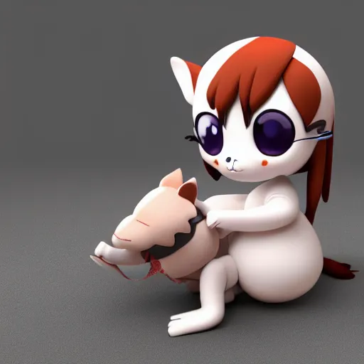 Prompt: cute fumo plush of a marsupial girl, anime girl, artstation character design contest winner, stylized pbr, vray, character silhouette, smile