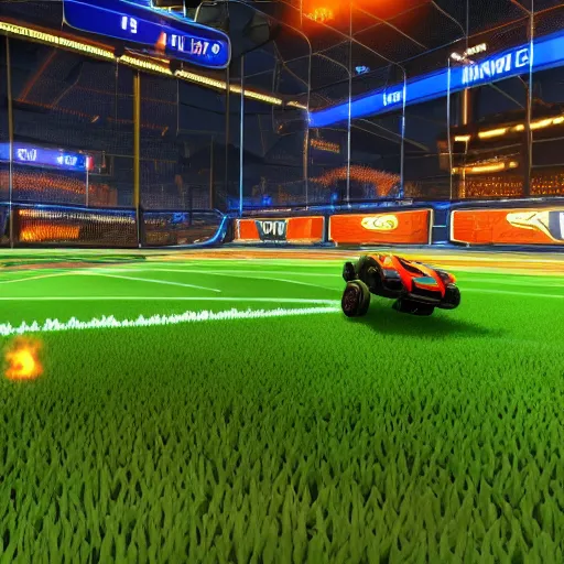 Image similar to in-game screenshot of Rocket League, highly detailed, high quality, HD, 4k, 8k, Canon 300mm, professional photographer, 40mp, lifelike, top-rated, award winning, realistic, sharp, no blur, edited, corrected, trending