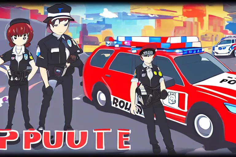 Image similar to donut police cars anime wrapped