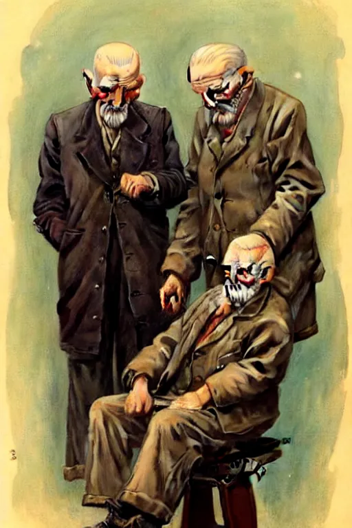 Prompt: (((((1950s barber shop with old men. muted colors.))))) by Jean-Baptiste Monge !!!!!!!!!!!!!!!!!!!!!!!!!!!