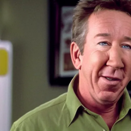 Prompt: tim allen crying at the sky for more corn