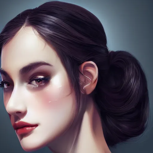 Prompt: a beautiful and elegant queen by wlop, black ponytail, closeup headshot,, 8 k, closeup, high detailed, smooth, trending on artstation, digital illustration.