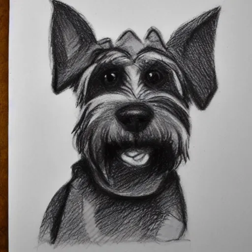 Image similar to milt kahl pencil sketch of happy mini schnauzer