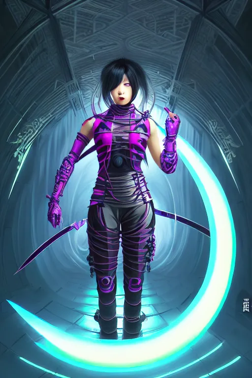 Prompt: portrait futuristic ninja gaiden female, in a future tokyo temple, neon light, ssci - fi and fantasy, intricate and very very beautiful and elegant, highly detailed, digital painting, artstation, concept art, smooth and sharp focus, illustration, art by tan zi and ayanamikodon and alphonse mucha and wlop, ninja wardrobe by irakli nadar