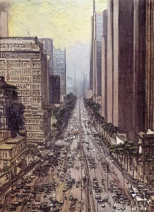 Prompt: avenida paulista in 1 8 9 0, very realistic beautiful painting, detailed, by candido portinari